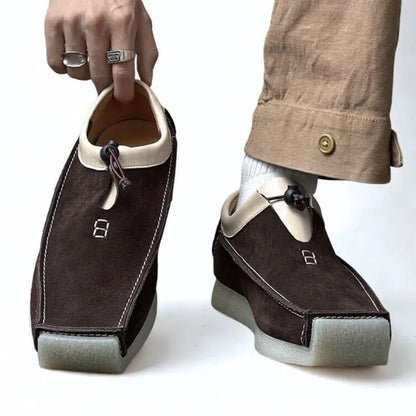 Men's High Top Loafers Slip On Toggle Closure Contrast Stitching Casual