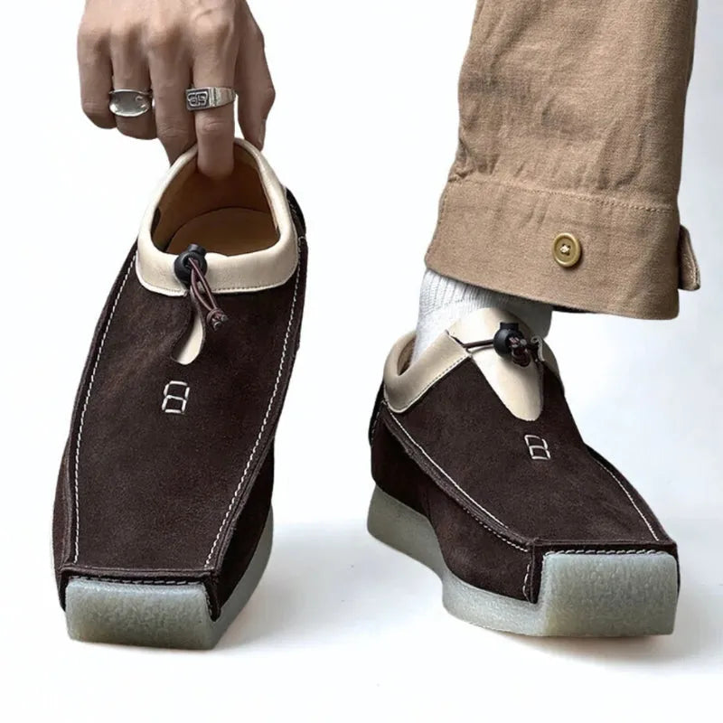 Men's High Top Loafers Slip On Toggle Closure Contrast Stitching Casual