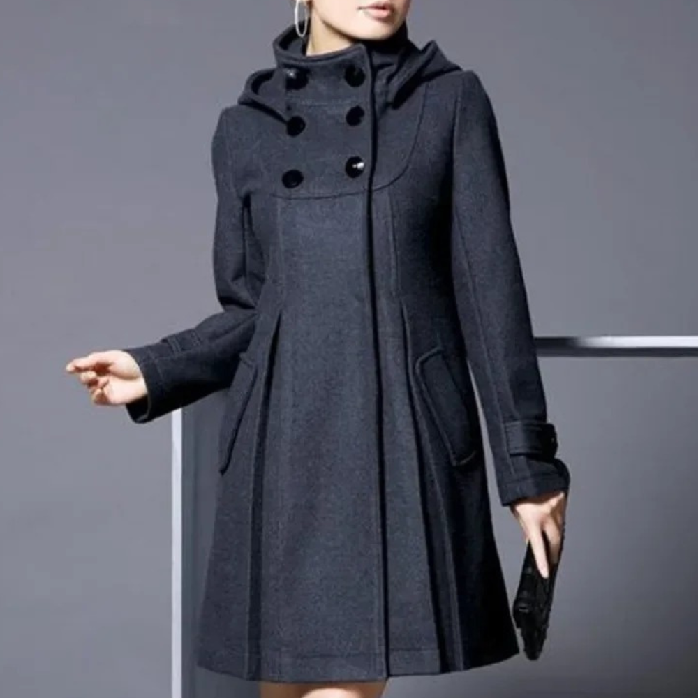 Women's Winter Coat Structured Design Straight Fit Navy Black