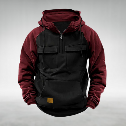 Hoodie Men's Multifunctional Winter Fleece Colour Block Urban Outdoor Casual Pullover