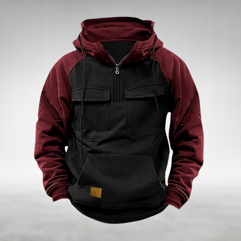 Hoodie Men's Multifunctional Winter Fleece Colour Block Urban Outdoor Casual Pullover