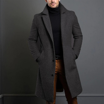 Men's Winter Coat Classic Structured Formal Casual Everyday Charcoal