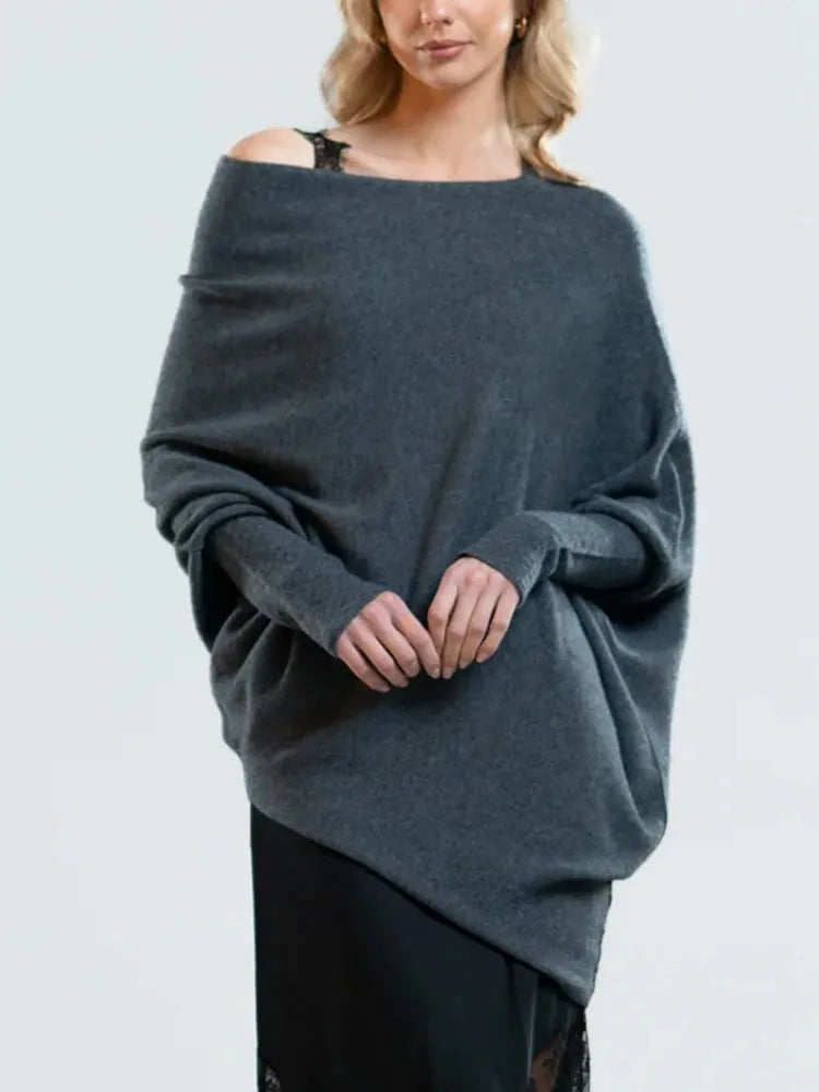 Asymmetric Cashmere Blend Jumper Women Elegant Comfortable Soft Knit