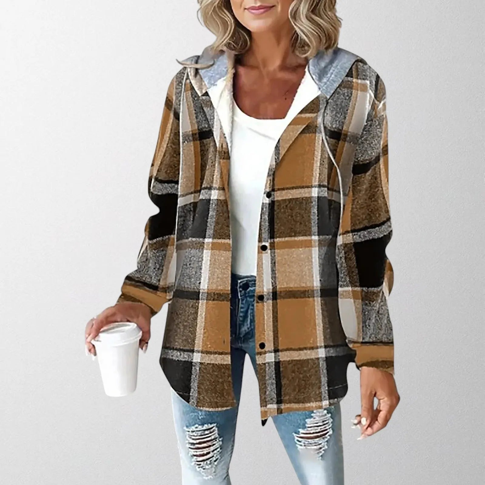 Women's Hooded Jacket Warm Relaxed Fit Casual Everyday Zip-Up Layering Coat Ladies Stylish Outerwear Smart Casual All Season
