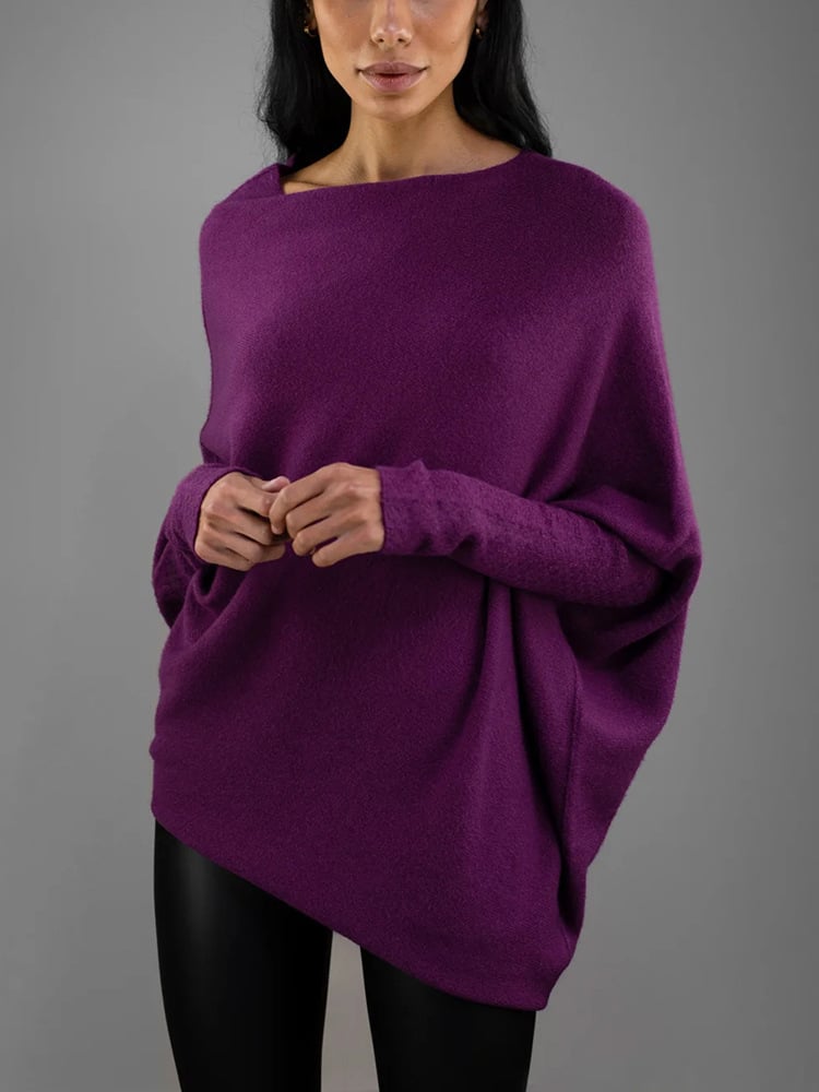 Asymmetric Cashmere Blend Jumper Women Elegant Comfortable Soft Knit