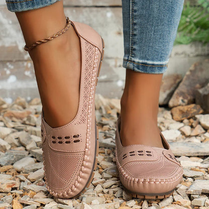 Women's Ballet Flats Soft Leather Slip On Comfort Everyday Shoes Beige