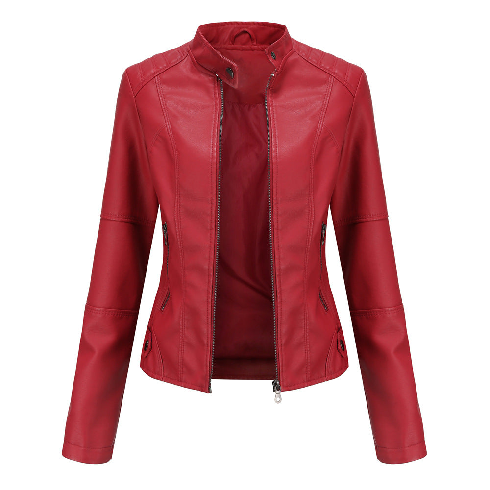 Women's Leather Jacket Fitted Elegant Classic Style Martha