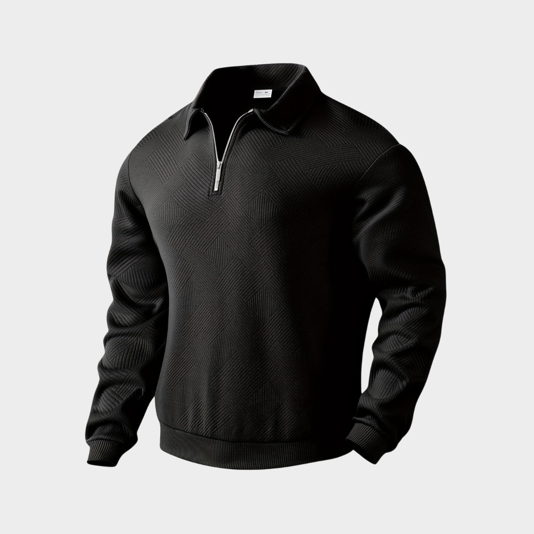 Men's Half Zip Pullover Casual Sweatshirt Long Sleeve Polo Style