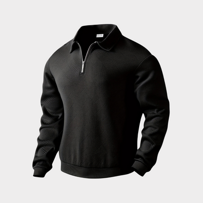 Men's Half Zip Pullover Casual Sweatshirt Long Sleeve Polo Style