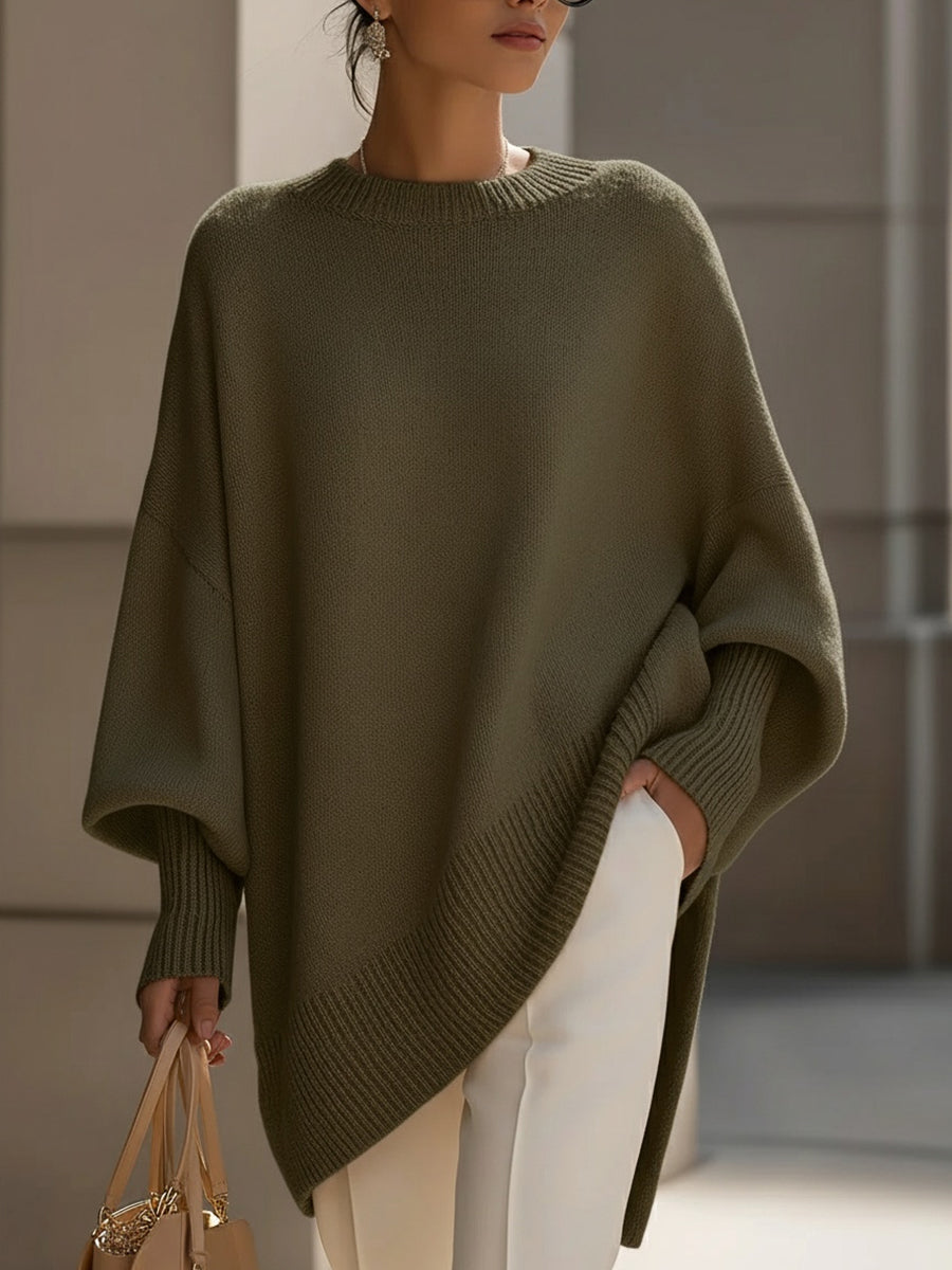 Women's Oversized Poncho Wrap Beige Black Olive Cosy Layering Cape Shawl Relaxed Fit Casual Elegant All Season Knit Style