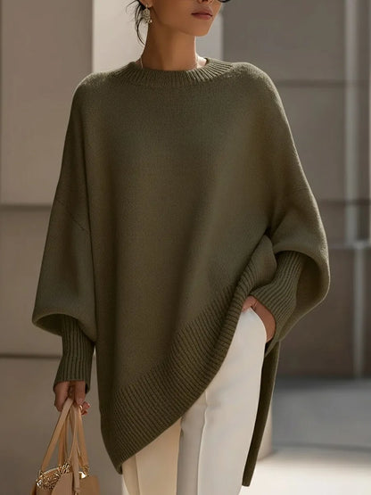 Women's Oversized Poncho Wrap Beige Black Olive Cosy Layering Cape Shawl Relaxed Fit Casual Elegant All Season Knit Style-11