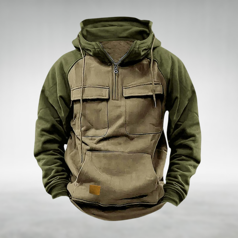Hoodie Men's Multifunctional Winter Fleece Colour Block Urban Outdoor Casual Pullover