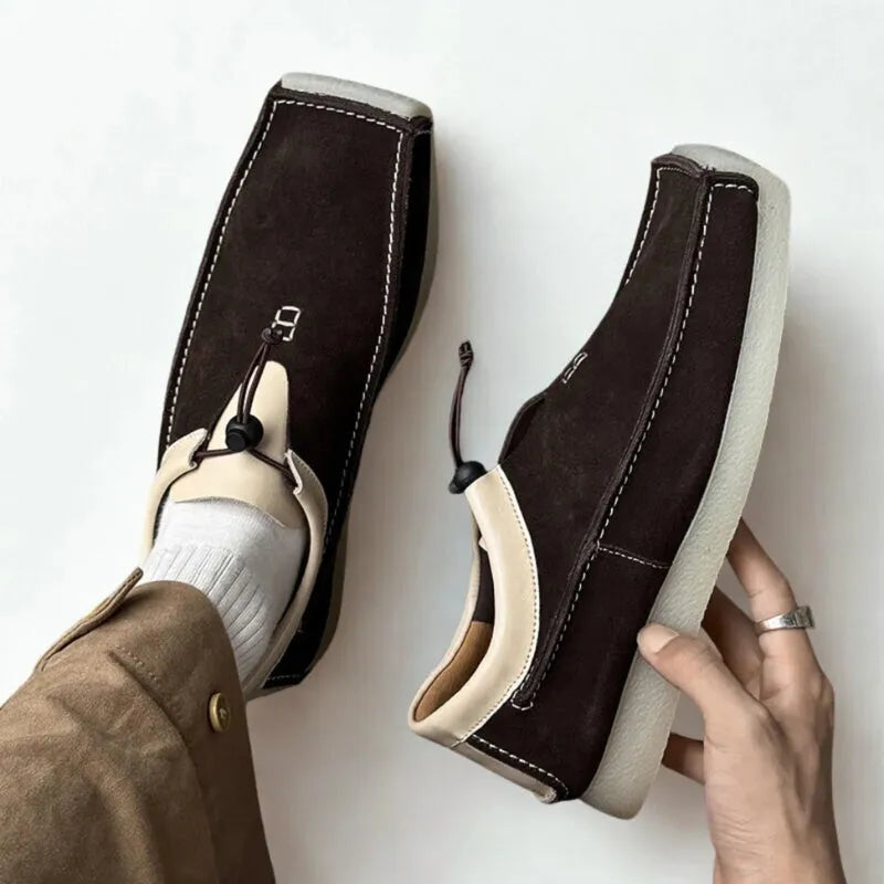 Men's High Top Loafers Slip On Toggle Closure Contrast Stitching Casual
