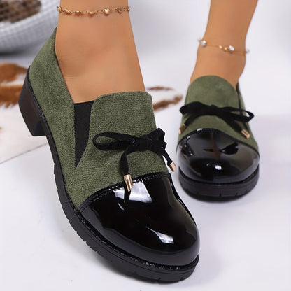 Women's Loafers Bow Block Heel Slip-On Comfortable Casual Formal Shoes