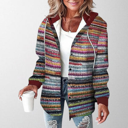 Women's Hooded Jacket Warm Relaxed Fit Casual Everyday Zip-Up Layering Coat Ladies Stylish Outerwear Smart Casual All Season