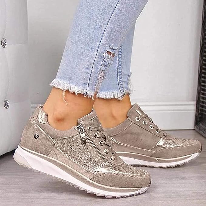 Women's Orthopedic Shoes with Zip Side Comfortable Everyday Sneakers