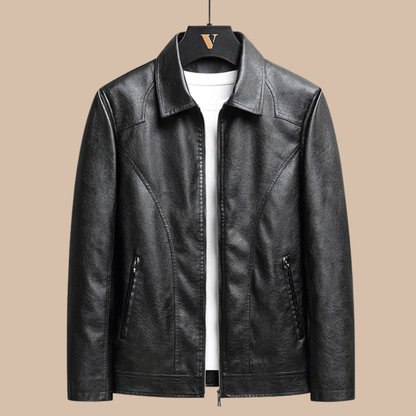 Men's Zip Up Jacket Point Collar Panel Stitching Side Pockets Casual