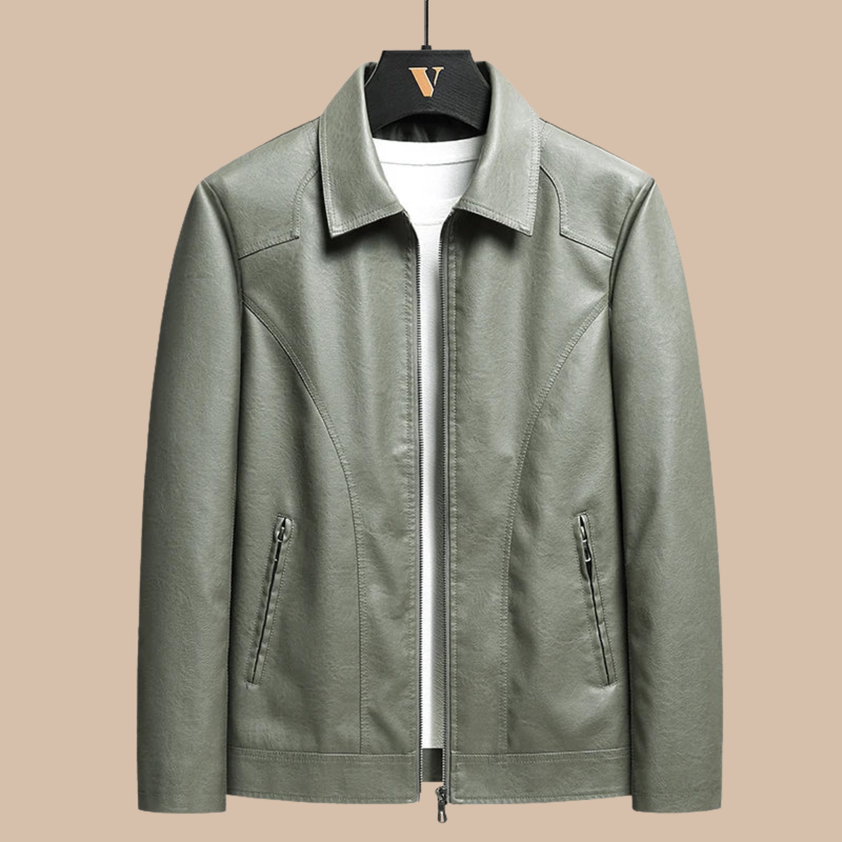 Men's Zip Up Jacket Point Collar Panel Stitching Side Pockets Casual