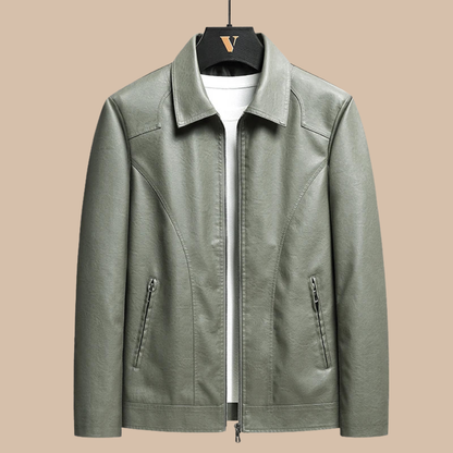 Men's Zip Up Jacket Point Collar Panel Stitching Side Pockets Casual