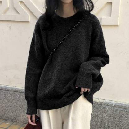 Sweater Women Casual Long Sleeve Round Neck Relaxed Fit Everyday Pullover Camel Khaki Black Pink