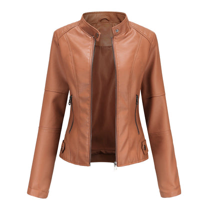 Women's Leather Jacket Fitted Elegant Classic Style Martha