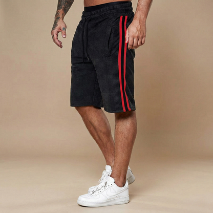 Men's Plaid Shorts Elasticated Waist Drawstring Above Knee Casual