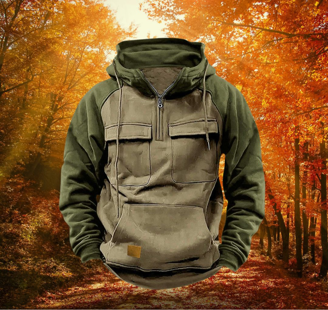 Hoodie Men's Multifunctional Winter Fleece Colour Block Urban Outdoor Casual Pullover