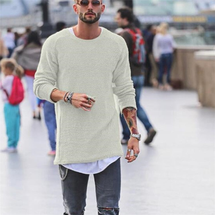 Men's Long Knit Pullover Sweater Soft Comfortable Casual Everyday Wear