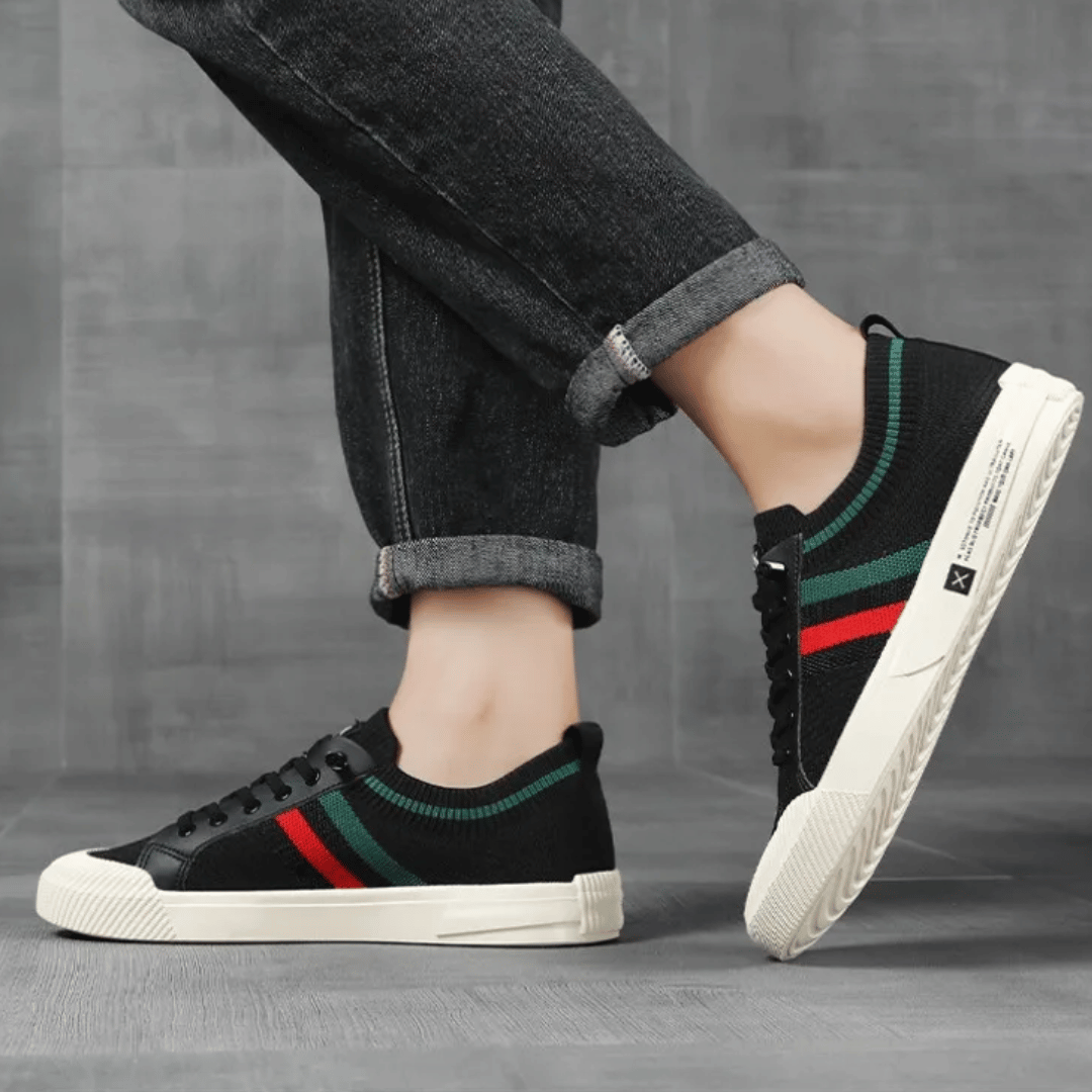 Men's Striped Sneakers Casual Stylish Sports Shoes Lightweight Everyday