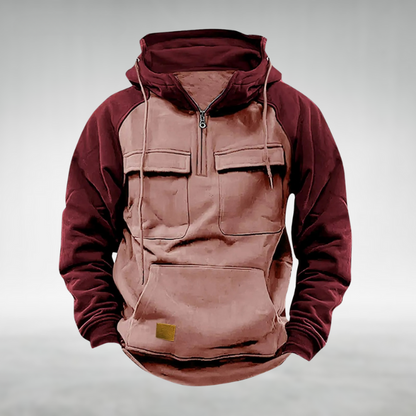 Hoodie Men's Multifunctional Winter Fleece Colour Block Urban Outdoor Casual Pullover