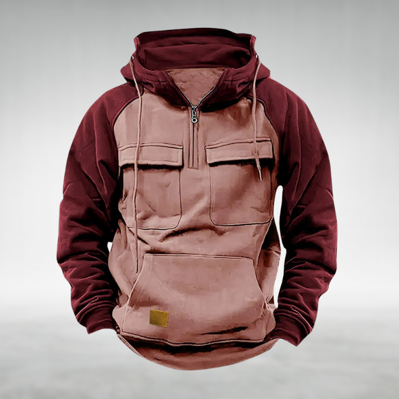 Hoodie Men's Multifunctional Winter Fleece Colour Block Urban Outdoor Casual Pullover