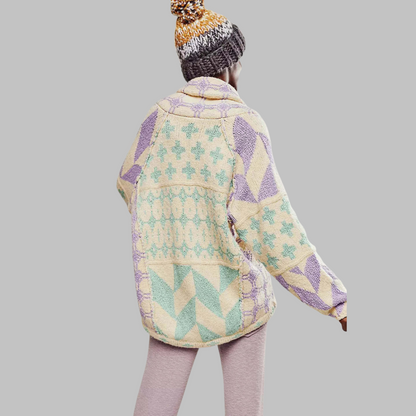 Women's Oversized Cardigan Vintage Button Down Collar Long Sleeve Knit Relaxed Fit Casual Layering Sweater Jacket All Season
