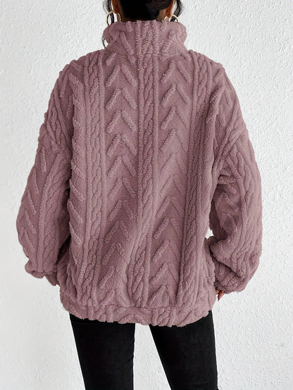 Women's Cable Knit Sweater Fleece Lined Half Zip Pullover Warm Winter Jumper Cosy Ladies Knit Top Casual Cold Weather S-XXL