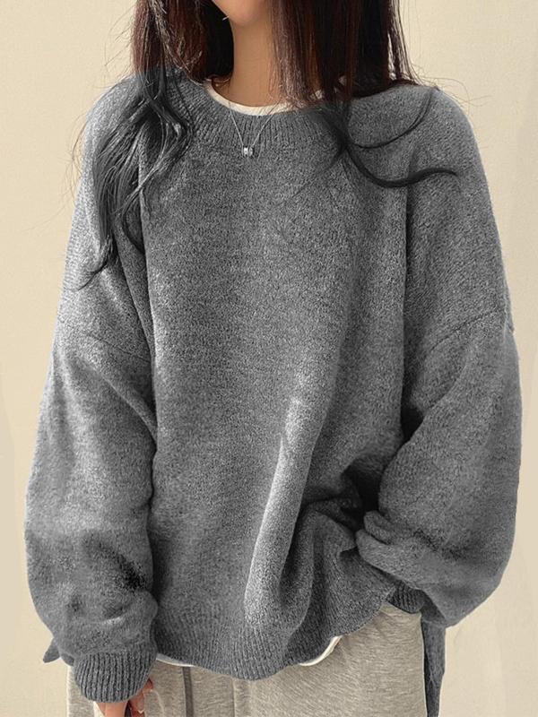 Women's Knit Sweater Long Sleeve Round Neck Cosy Knitwear Jumper Casual Warm Pullover Everyday Layering Top Winter Autumn