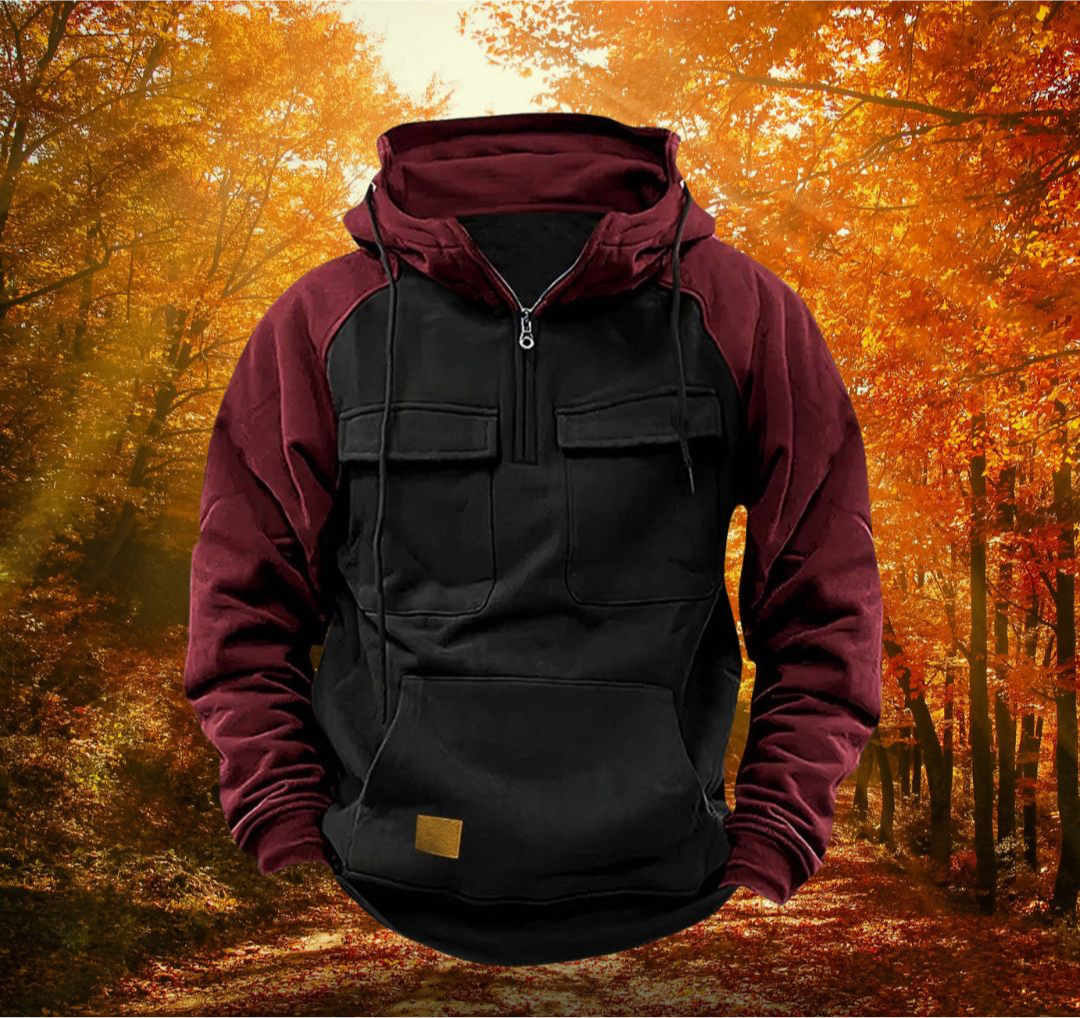 Hoodie Men's Multifunctional Winter Fleece Colour Block Urban Outdoor Casual Pullover