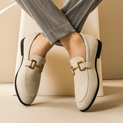 Men's Penny Loafers Slip On Dress Shoes Gold Horsebit Smart Casual
