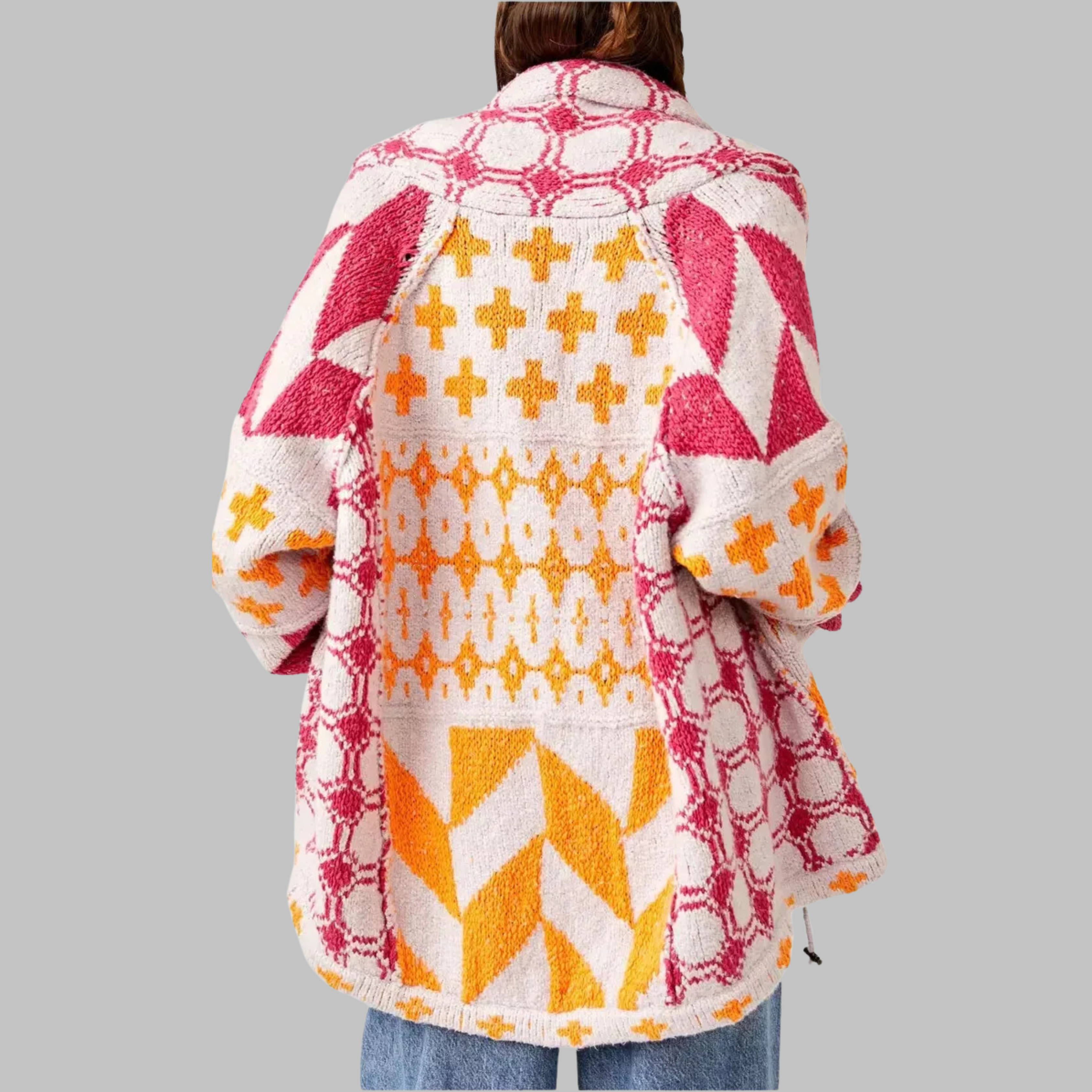 Women's Oversized Cardigan Vintage Button Down Collar Long Sleeve Knit Relaxed Fit Casual Layering Sweater Jacket All Season