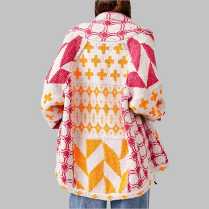 Women's Oversized Cardigan Vintage Button Down Collar Long Sleeve Knit Relaxed Fit Casual Layering Sweater Jacket All Season