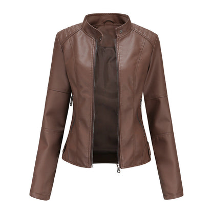 Women's Leather Jacket Fitted Elegant Classic Style Martha