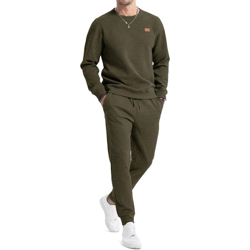 Men's Sweat Suit Two Piece Set Crewneck Pullover Track Pants Casual