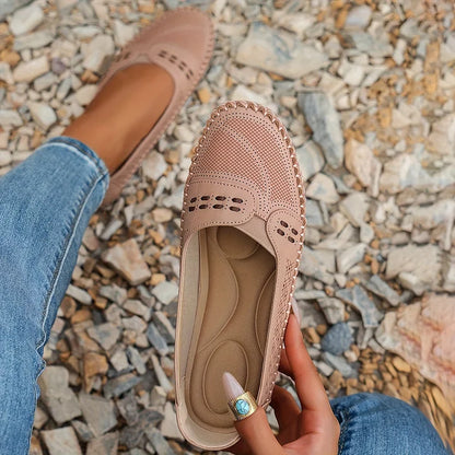 Women's Ballet Flats Soft Leather Slip On Comfort Everyday Shoes Beige