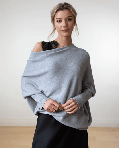 Asymmetric Cashmere Blend Jumper Women Elegant Comfortable Soft Knit