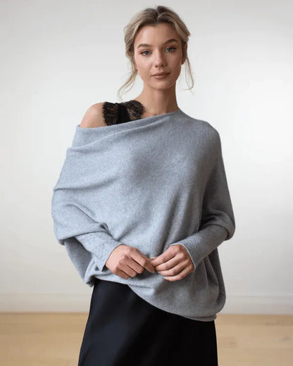 Asymmetric Cashmere Blend Jumper Women Elegant Comfortable Soft Knit