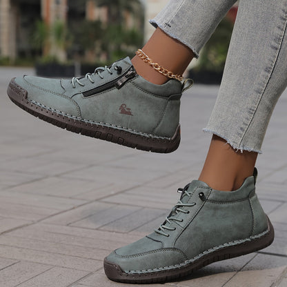 Women's Lace-Up Shoes with Side Zip Comfortable Everyday Casual
