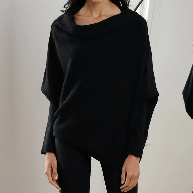 Asymmetric Cashmere Blend Jumper Women Elegant Comfortable Soft Knit