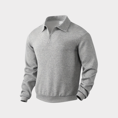 Men's Half Zip Pullover Casual Sweatshirt Long Sleeve Polo Style