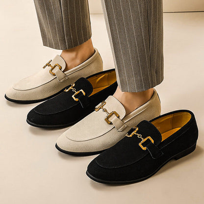 Men's Penny Loafers Slip On Dress Shoes Gold Horsebit Smart Casual