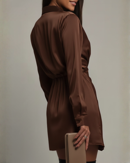 Elena | Long Sleeve Mini Dress with Wrap Detail