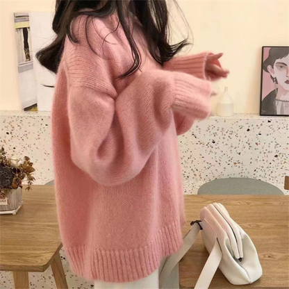 Women's Casual Long Sleeve Round Neck Sweater Relaxed Fit Soft Knit Pullover Camel Black Beige Everyday Top Ladies Jumper One Size