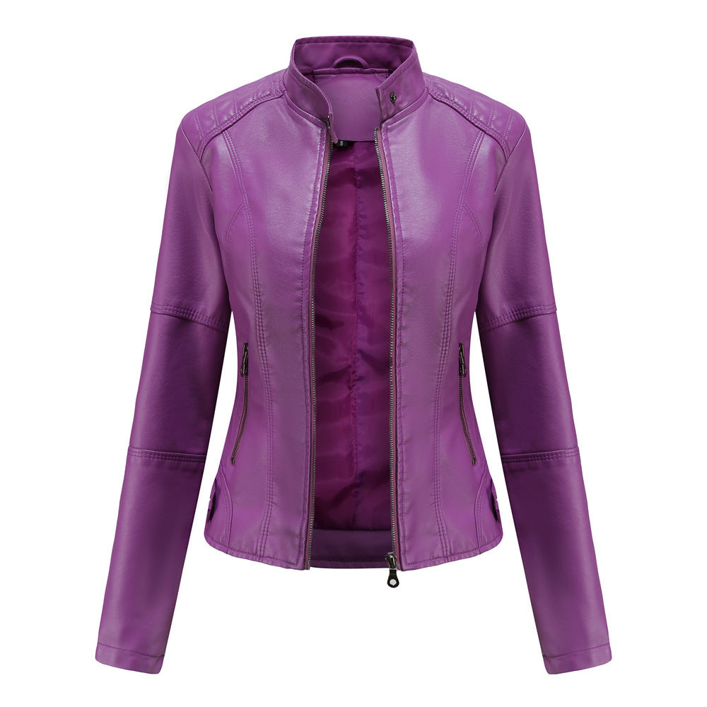 Women's Leather Jacket Fitted Elegant Classic Style Martha
